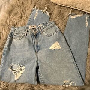 New Look Light Blue Distressed High-Rise Jeans